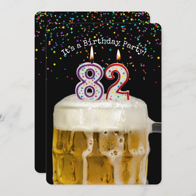 82nd Birthday Beer Party Invitation (Front/Back)