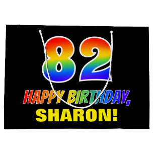 82nd Birthday: Bold, Fun, Simple, Rainbow 82 Large Gift Bag