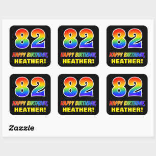 82nd Birthday: Bold, Fun, Simple, Rainbow 82 Square Sticker