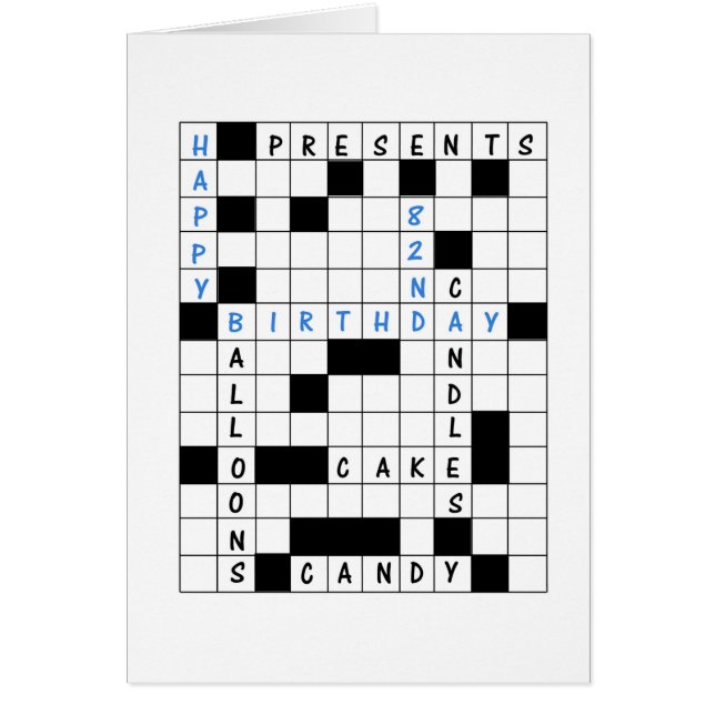 82nd Birthday, Crossword Puzzle (Front)