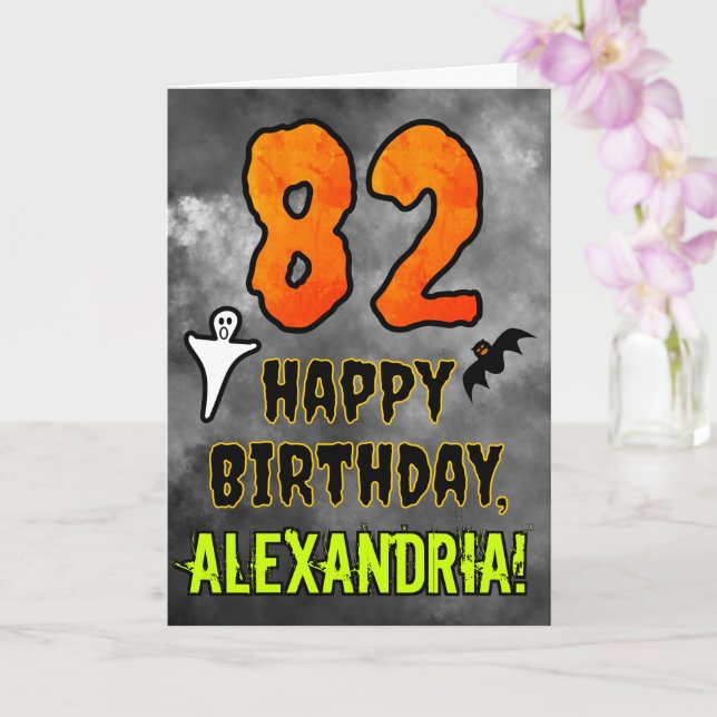 82nd Birthday: Eerie Halloween Theme + Custom Name Card (Orchid)