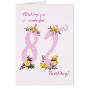 82nd Birthday Flower Decorated Numbers