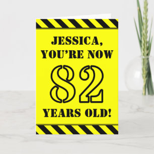 82nd Birthday: Fun Stencil Style Text, Custom Name Card