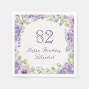 82nd Birthday Napkins Elegant Purple Floral