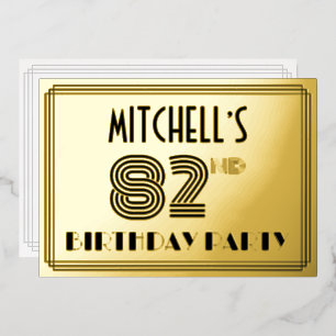 82nd Birthday Party — Art Deco Style “82” & Name