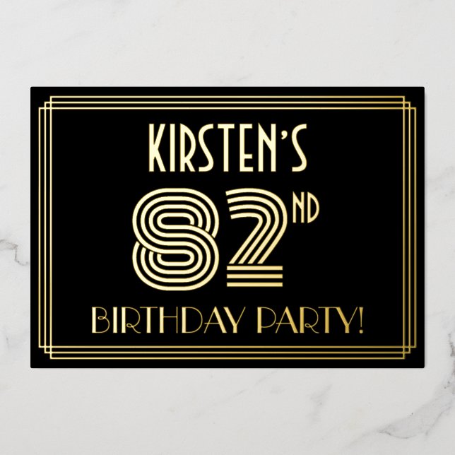 82nd Birthday Party — Art Deco Style “82” + Name (Front)
