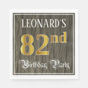 82nd Birthday Party — Faux Gold & Faux Wood Looks Napkin