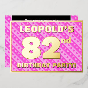 82nd Birthday Party — Fun Pink Hearts and Stripes