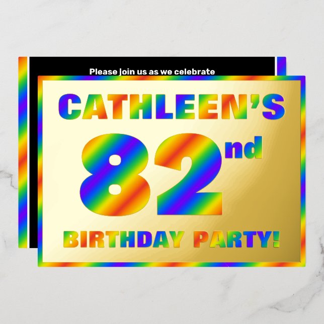 82nd Birthday Party — Fun, Rainbow Spectrum “82” (Front/Back)