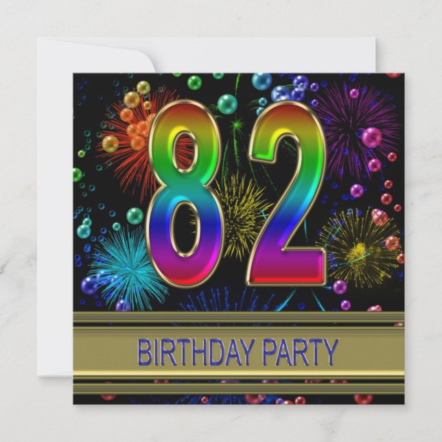 82nd Birthday party Invitation with bubbles (Front)