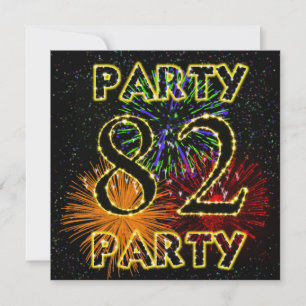 82nd birthday party invitation with fireworks