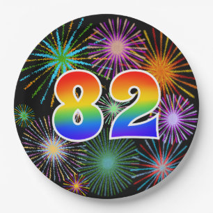 82nd Event - Fun, Colorful, Bold, Rainbow 82 Paper Plate