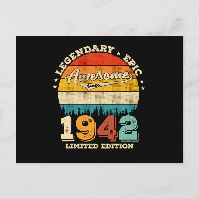 83 Year Old 1942 Retro Awesome 83rd Birthday Gift Postcard (Front)