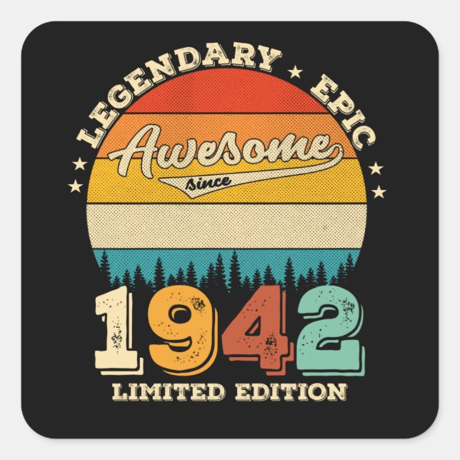 83 Year Old 1942 Retro Awesome 83rd Birthday Gift Square Sticker (Front)