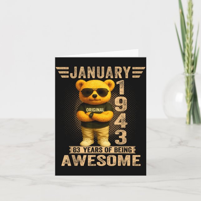 83 Year Old January 1943 Teddy Bear 83rd Birthday  Card (Front)