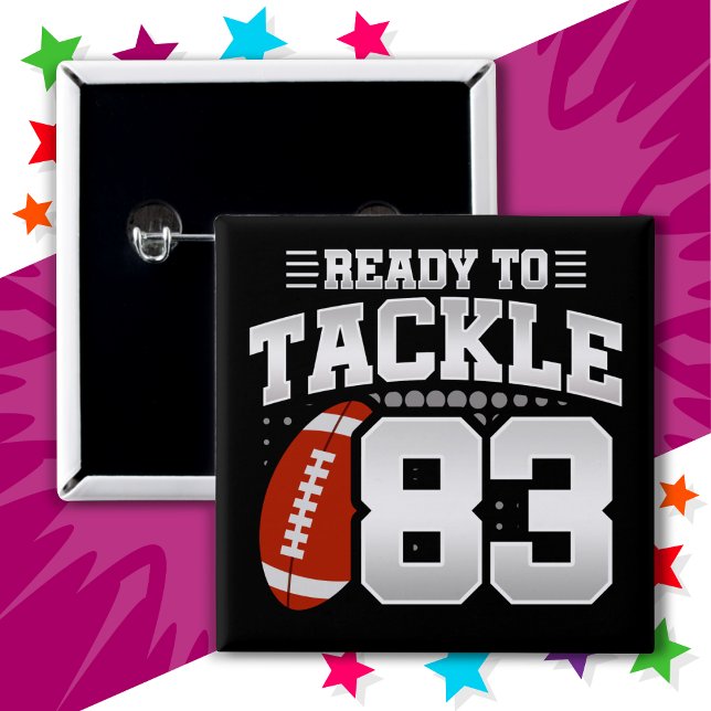 83 Year Old Tackle Football Party 83rd Birthday 15 Cm Square Badge (Creator Uploaded)