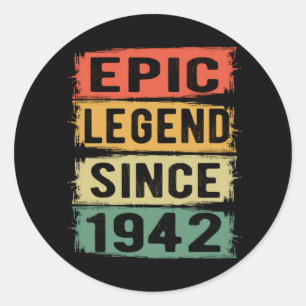 83 Years Old Bday 1942 Epic Legend 83rd Birthday Classic Round Sticker