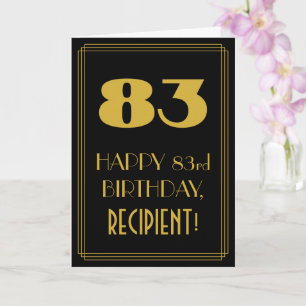 83rd Birthday – Art Deco Inspired Look "83" & Name Card