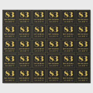 83rd Birthday ~ Art Deco Inspired Look "83", Name  Wrapping Paper