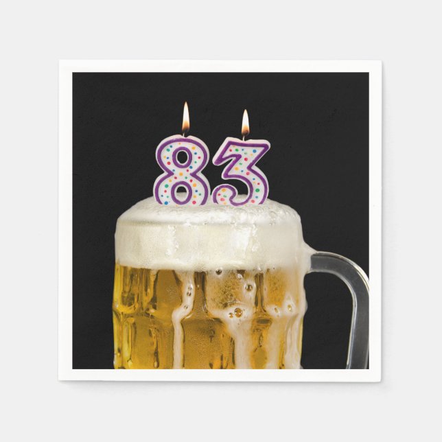 83rd Birthday Beer on black Napkin (Front)