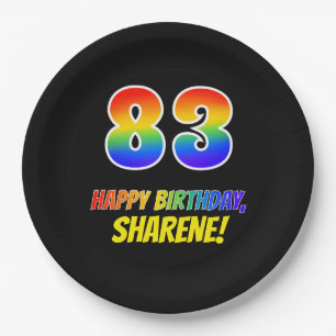 83rd Birthday: Bold, Fun, Simple, Rainbow 83 Paper Plate