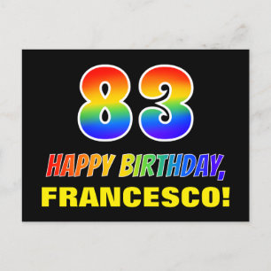 83rd Birthday: Bold, Fun, Simple, Rainbow 83 Postcard