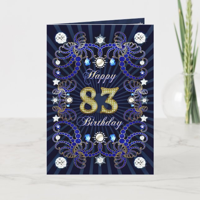 83rd birthday card with masses of jewels (Front)