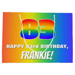 83rd Birthday: Colourful, Fun Rainbow Pattern # 83 Large Gift Bag