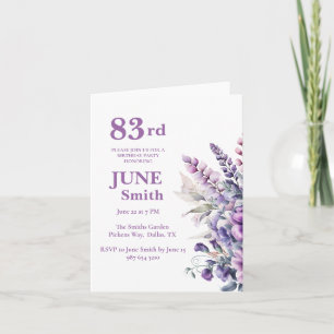 83rd Birthday Elegant Purple Flower Invitation