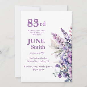 83rd Birthday Elegant Purple Flower Invitation