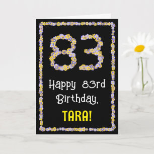 83rd Birthday: Floral Flowers Number, Custom Name Card