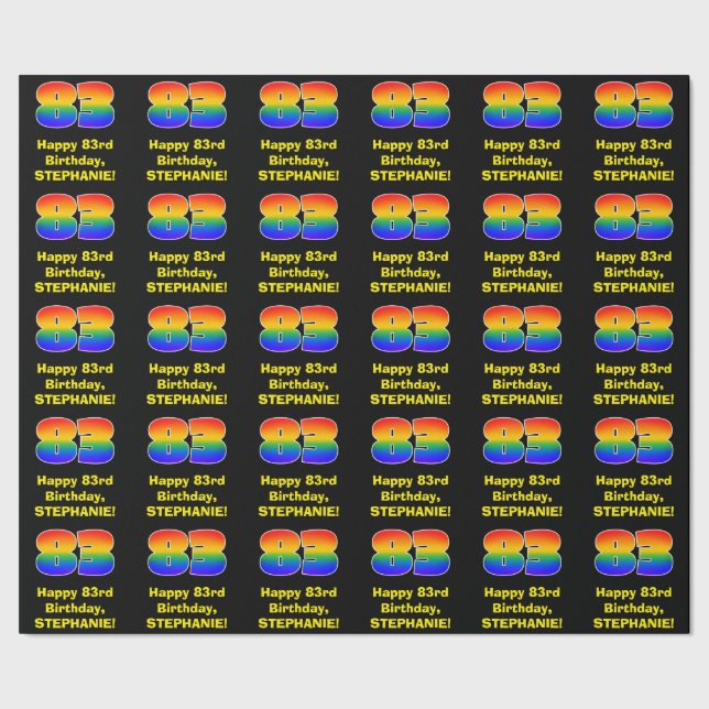 83rd Birthday: Fun, Colourful Rainbow Inspired # 8 Wrapping Paper (Seam)