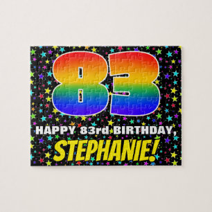 83rd Birthday — Fun, Colourful Star Field Pattern Jigsaw Puzzle