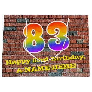 83rd Birthday: Fun, Graffiti-Inspired Rainbow # 83 Large Gift Bag