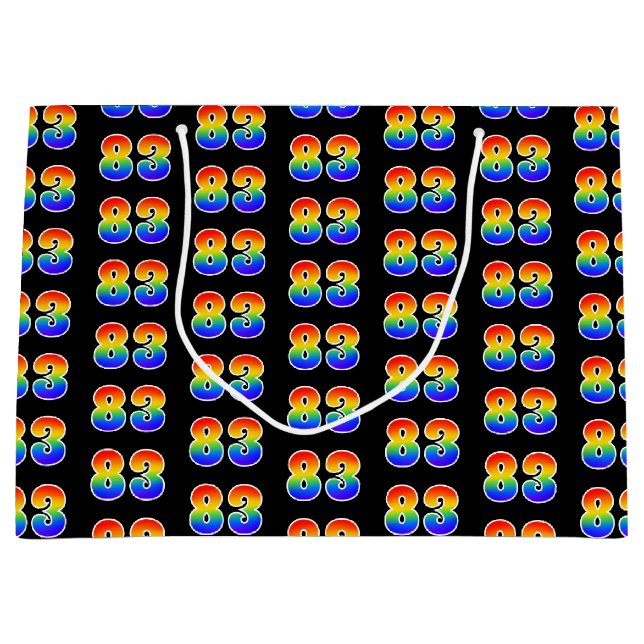 83rd Birthday: Fun Rainbow Event Number 83 Pattern Large Gift Bag (Front)