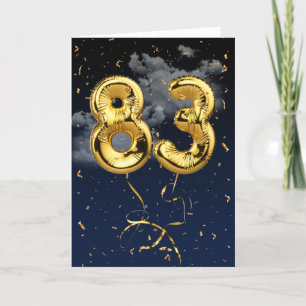 83rd Birthday Gold Mylar Balloon and Confetti Card