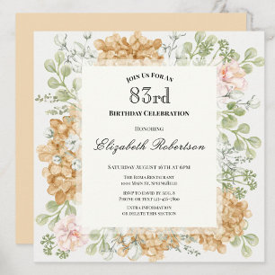 83rd Birthday Invitation in Elegant Autumn Colours