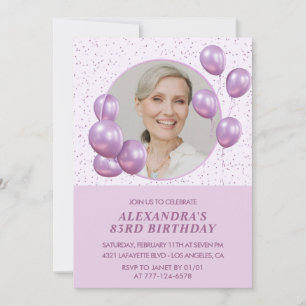 83rd birthday invitations Photo Purple Balloons