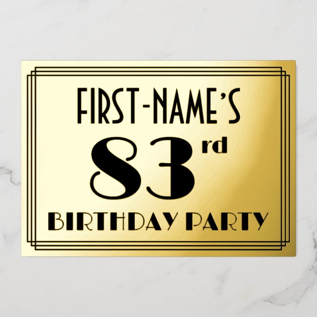 83rd Birthday Party — Art Deco Look “83” + Name (Front)