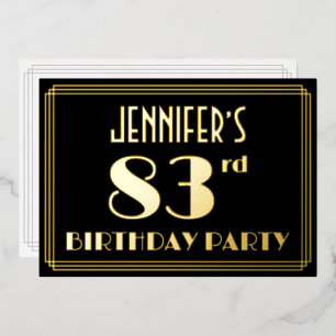 83rd Birthday Party: Art Deco Look “83”, w/ Name