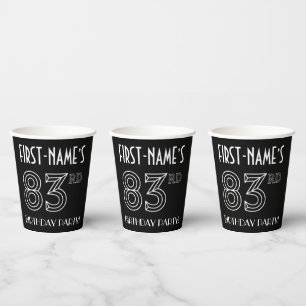 83rd Birthday Party: Art Deco Style + Custom Name Paper Cups