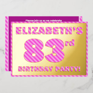 83rd Birthday Party — Bold, Fun, Pink Stripes # 83