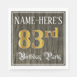 83rd Birthday Party — Faux Gold & Faux Wood Looks Napkin