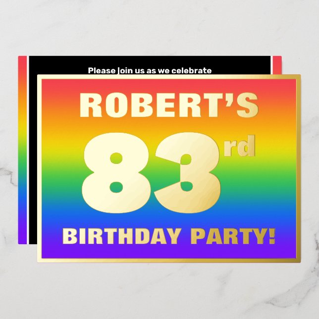 83rd Birthday Party: Fun, Colourful Rainbow Patter (Front/Back)
