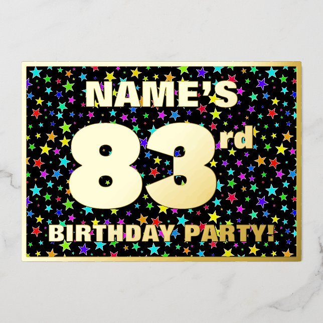 83rd Birthday Party — Fun, Colourful Stars Pattern (Front)