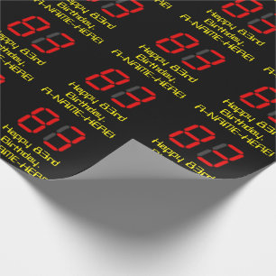 83rd Birthday: Red Digital Clock Style "83" + Name Wrapping Paper