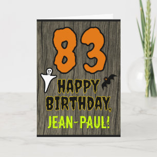 83rd Birthday: Spooky Halloween Theme, Custom Name Card