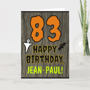 83rd Birthday: Spooky Halloween Theme, Custom Name Card