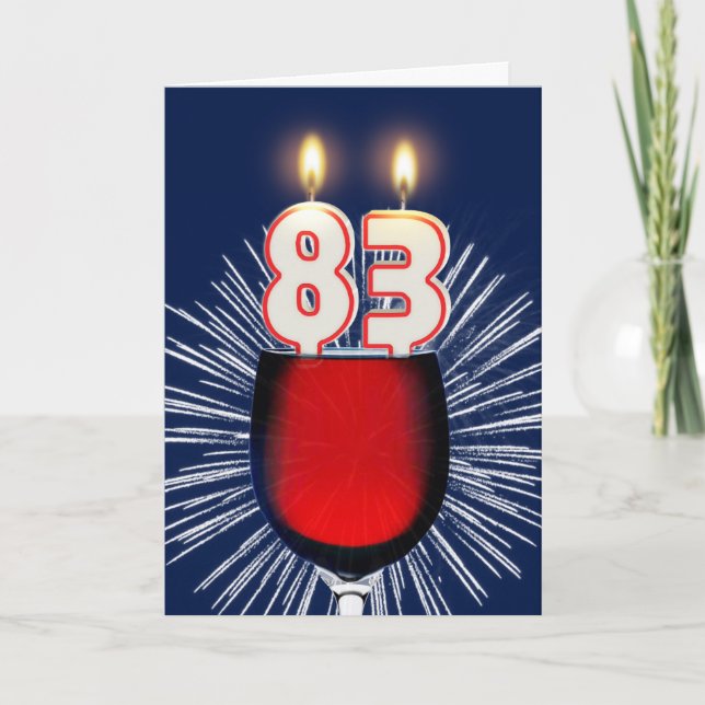 83rd Birthday with wine and candles Card (Front)