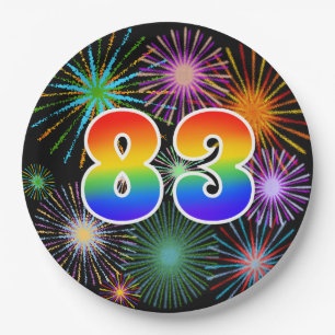 83rd Event - Fun, Colourful, Bold, Rainbow 83 Paper Plate